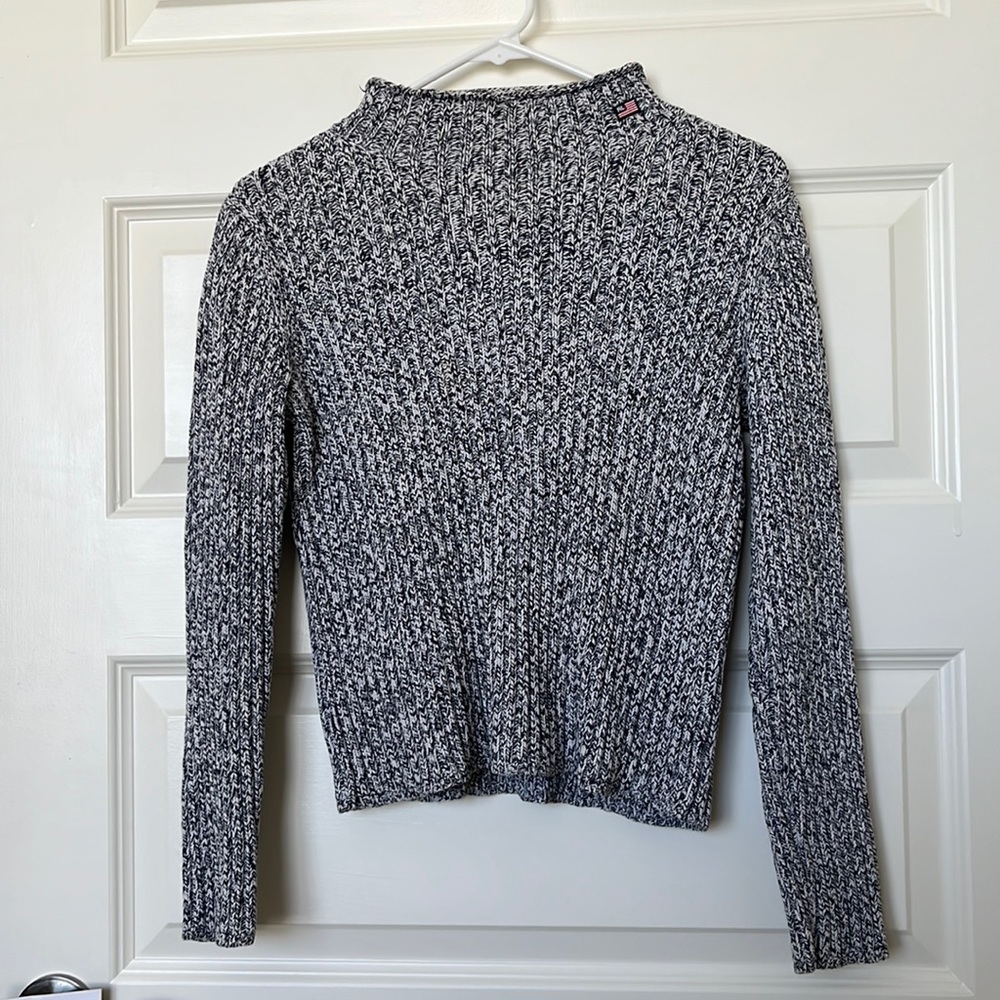 VINTAGE RALPH LAUREN Gray Marled Knit Mockneck Sweater Size XS